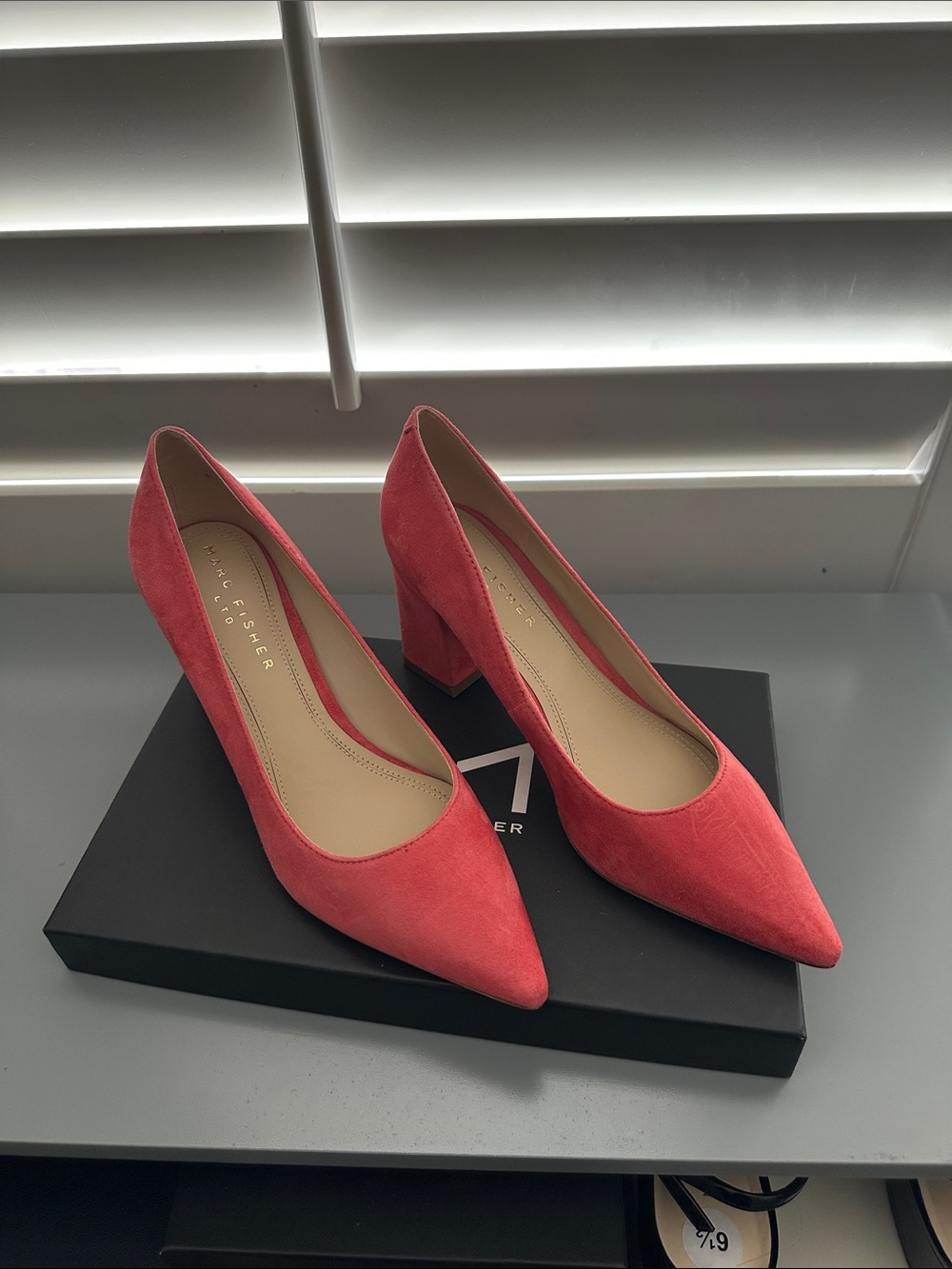 Marc Fisher Coral Pointed-Toe Block Heel Pumps